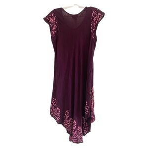 CHLOE JUNE Women’s‎ Purple Floral Boho India 100% Rayon Tank Dress-OSFM
